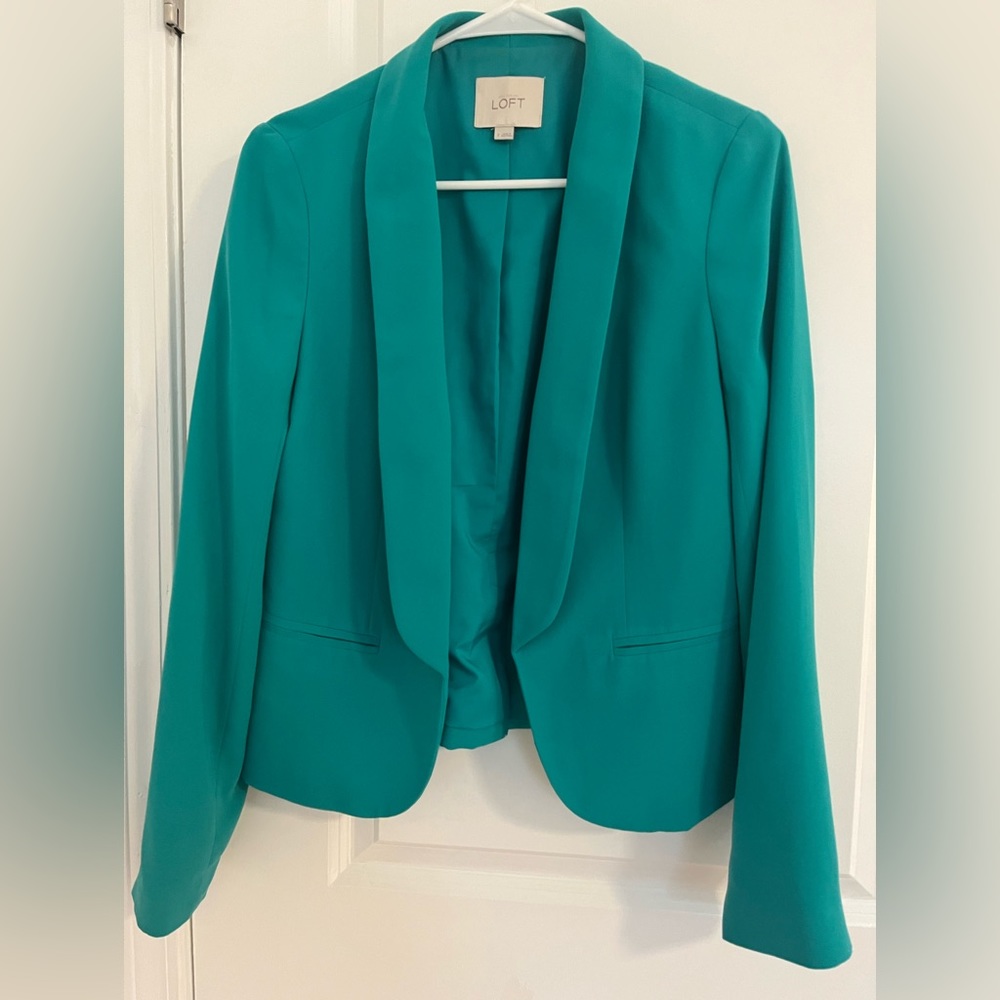 Ann Taylor Loft Turquoise Shawl Collar Blazer